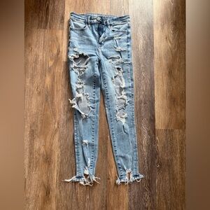 American Eagle Outfitters Light Blue Super High Rise Jeggings Next Level Stretch